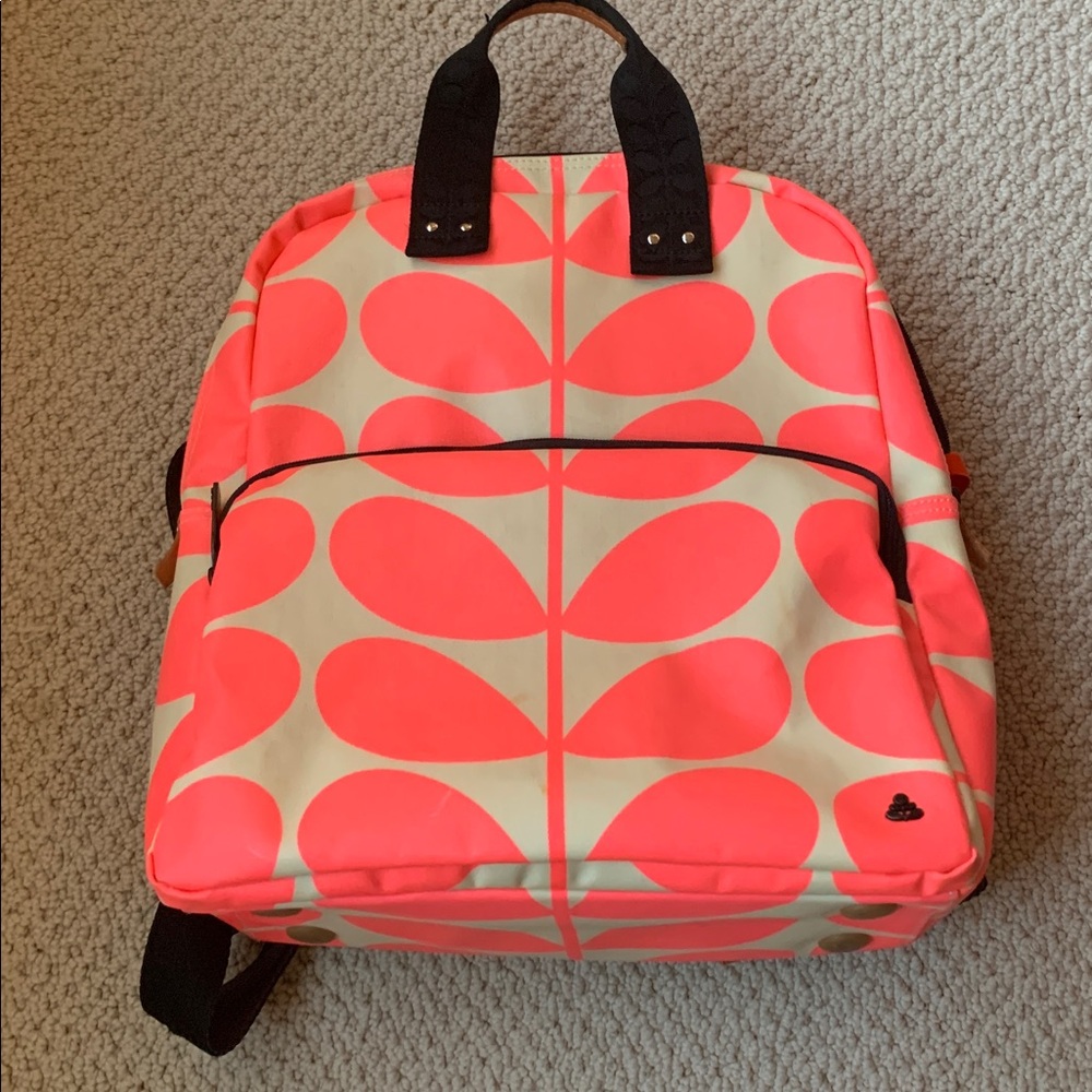 Orla Kiely Lotta backpack in electric pink classic Stem print